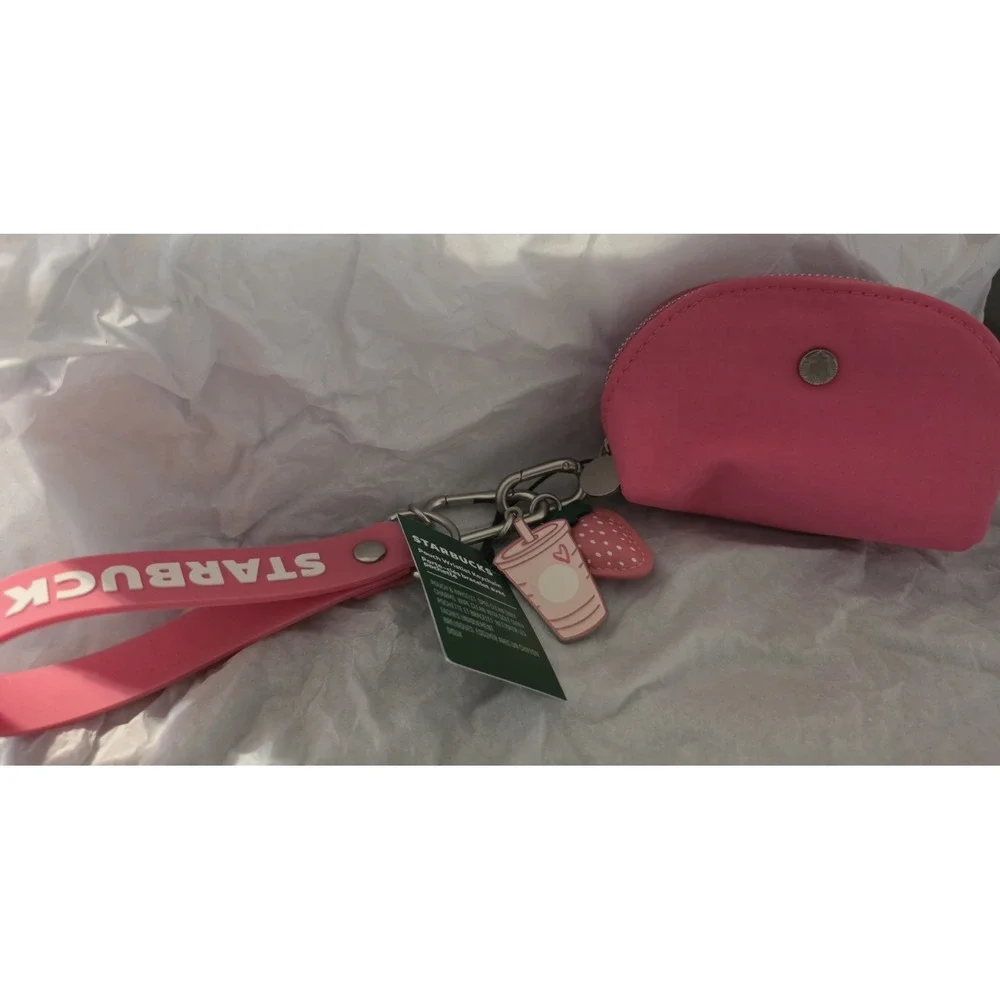 Starbucks 2026 Pink Drink Strawberry Keychain Pouch Wristlet NWT Limited Edition
